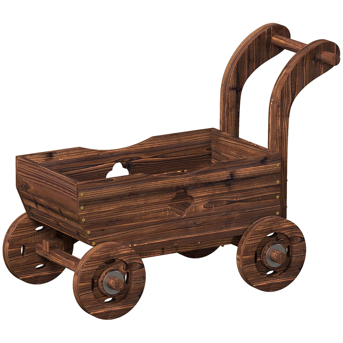 Verhoogde houten plantenbak op wielen – 68 x 38 x 52 cm