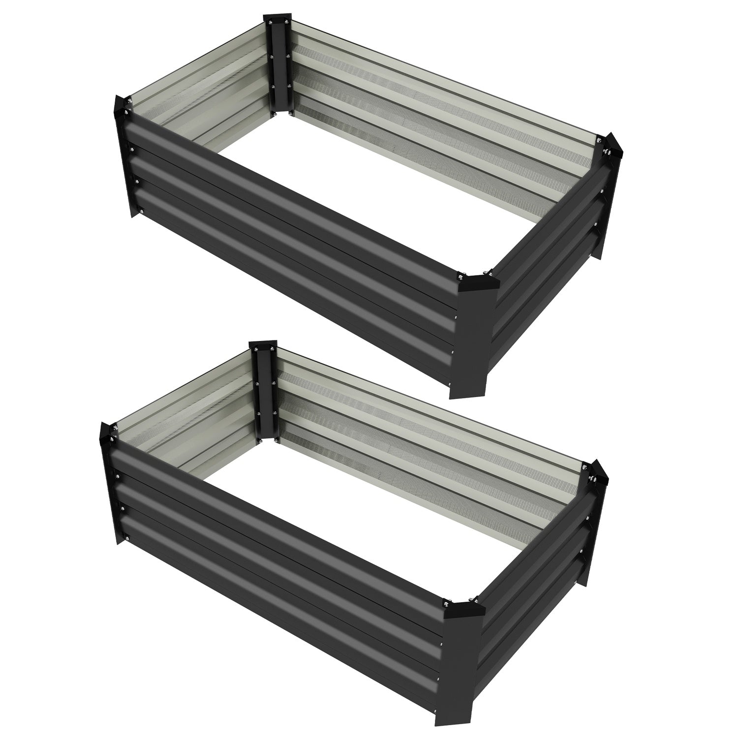 Hochbeet-Set, rostfreier Stahl, dunkelgrau, 100x60x30 cm