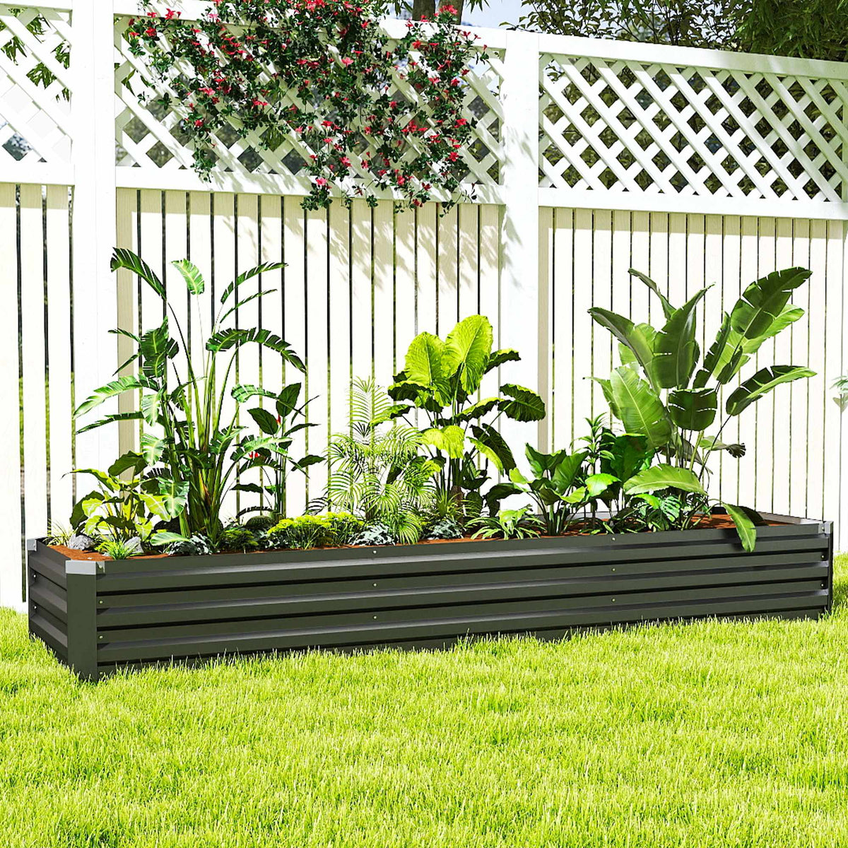 Verhoogde tuinbak, weerbestendig, open bodem, 240x60x30 cm