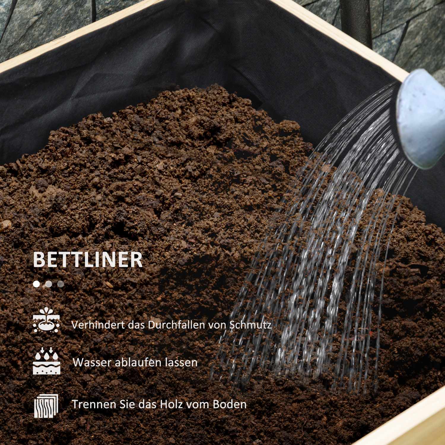 Verhoogd houten bed met stalen poten, 22x22x54cm Tuinbak