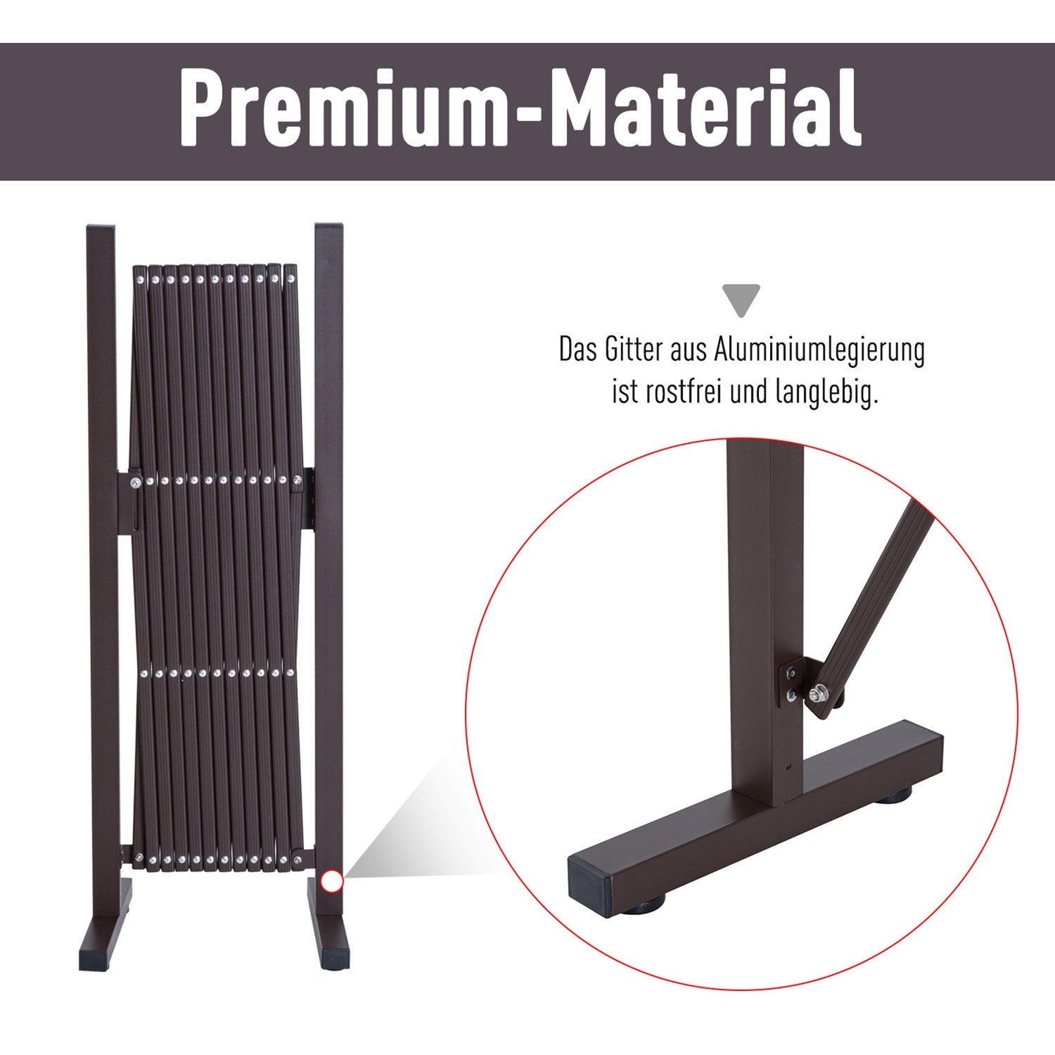 Cancelletto estensibile a fisarmonica in alluminio – 35-300 cm, marrone