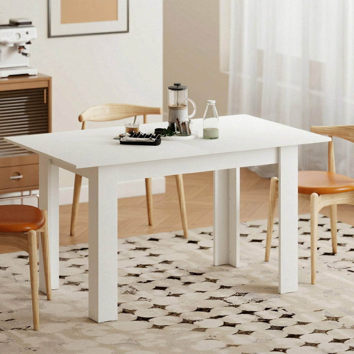 Uitschuifbare eettafel, 140-180 x 80 cm, wit