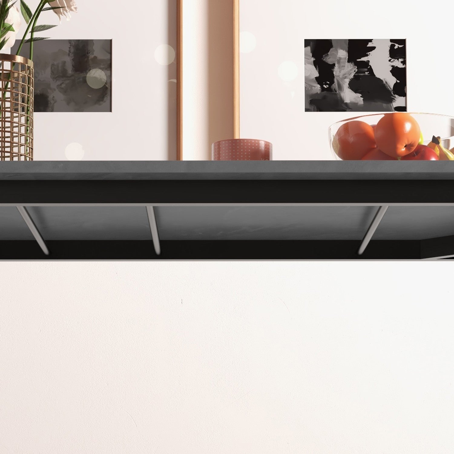 Uitschuifbare eettafel voor 6 – Donkergrijs staal, 110-160 cm