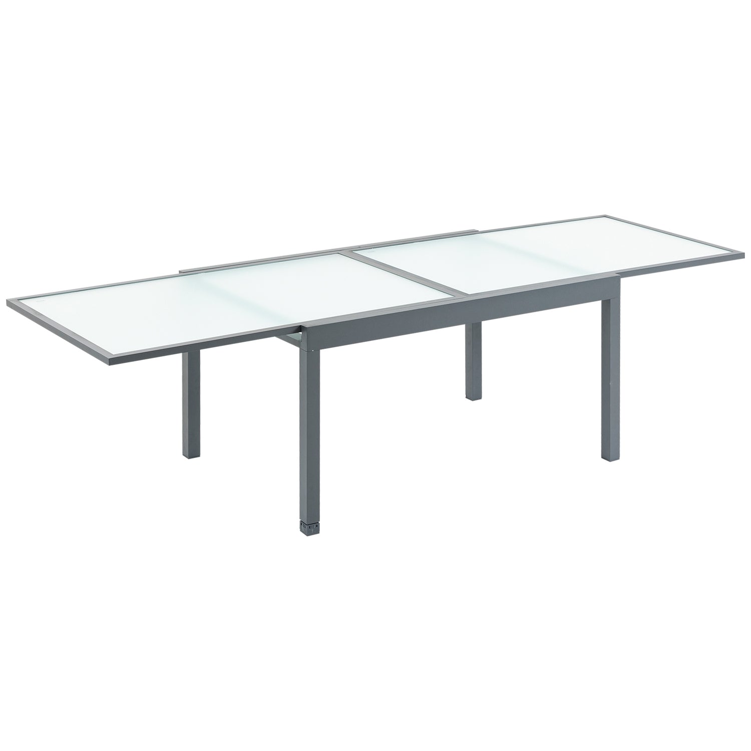 Uitschuifbare tuintafel, gehard glas, aluminium