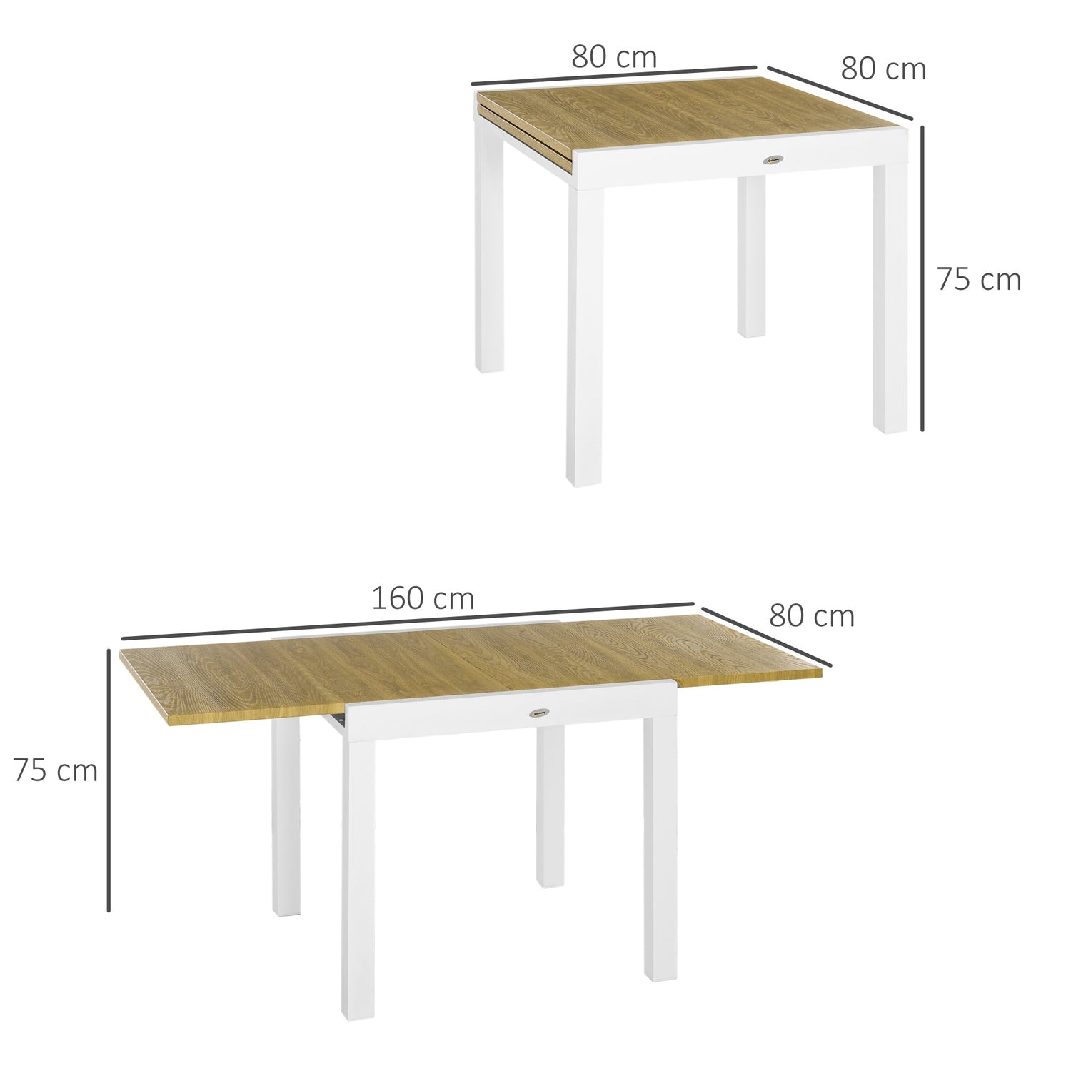 Uitschuifbare tuintafel, houtlook, geschikt voor 6 personen, wit
