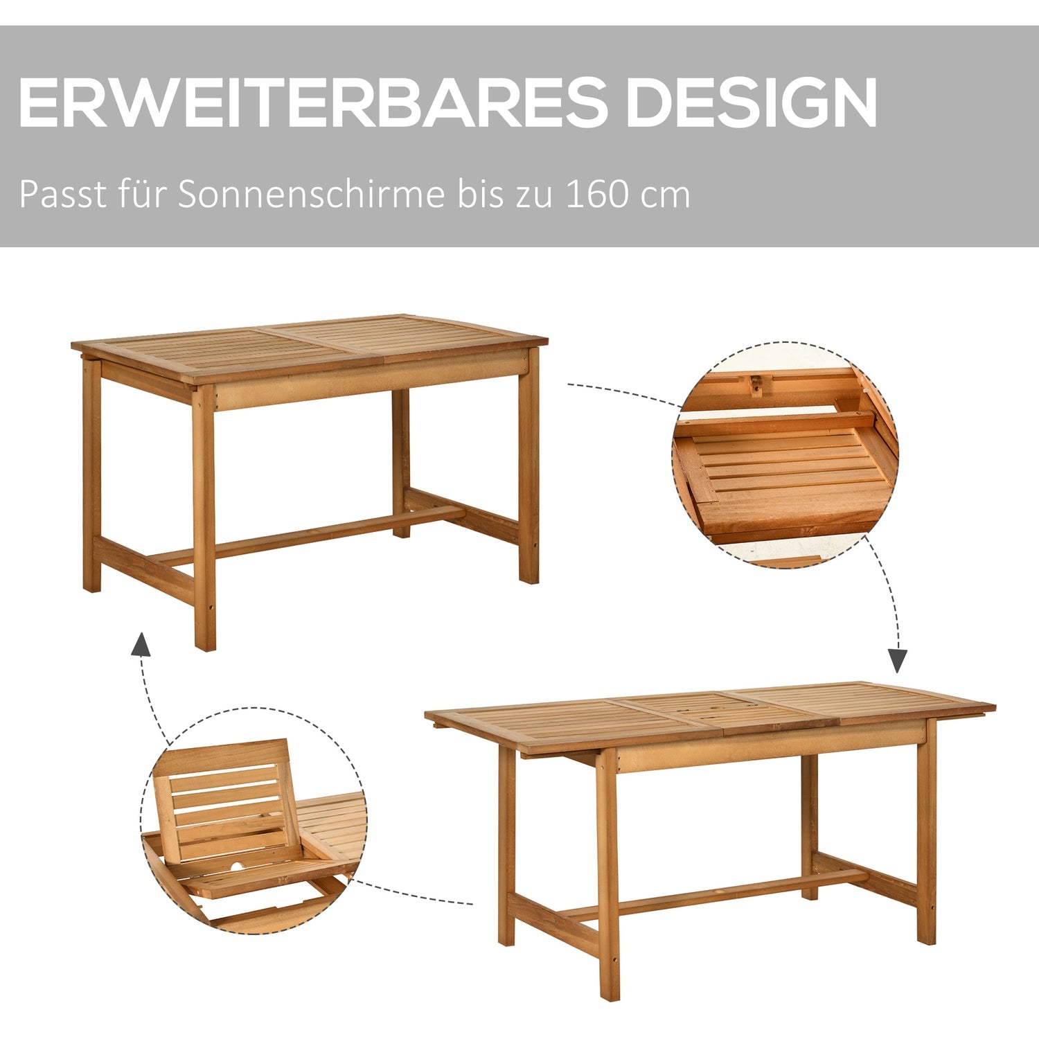 Uitschuifbare weerbestendige tuintafel van sparrenhout, bruin