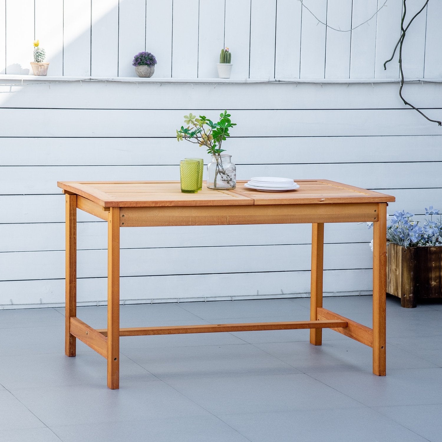 Uitschuifbare weerbestendige tuintafel van sparrenhout, bruin