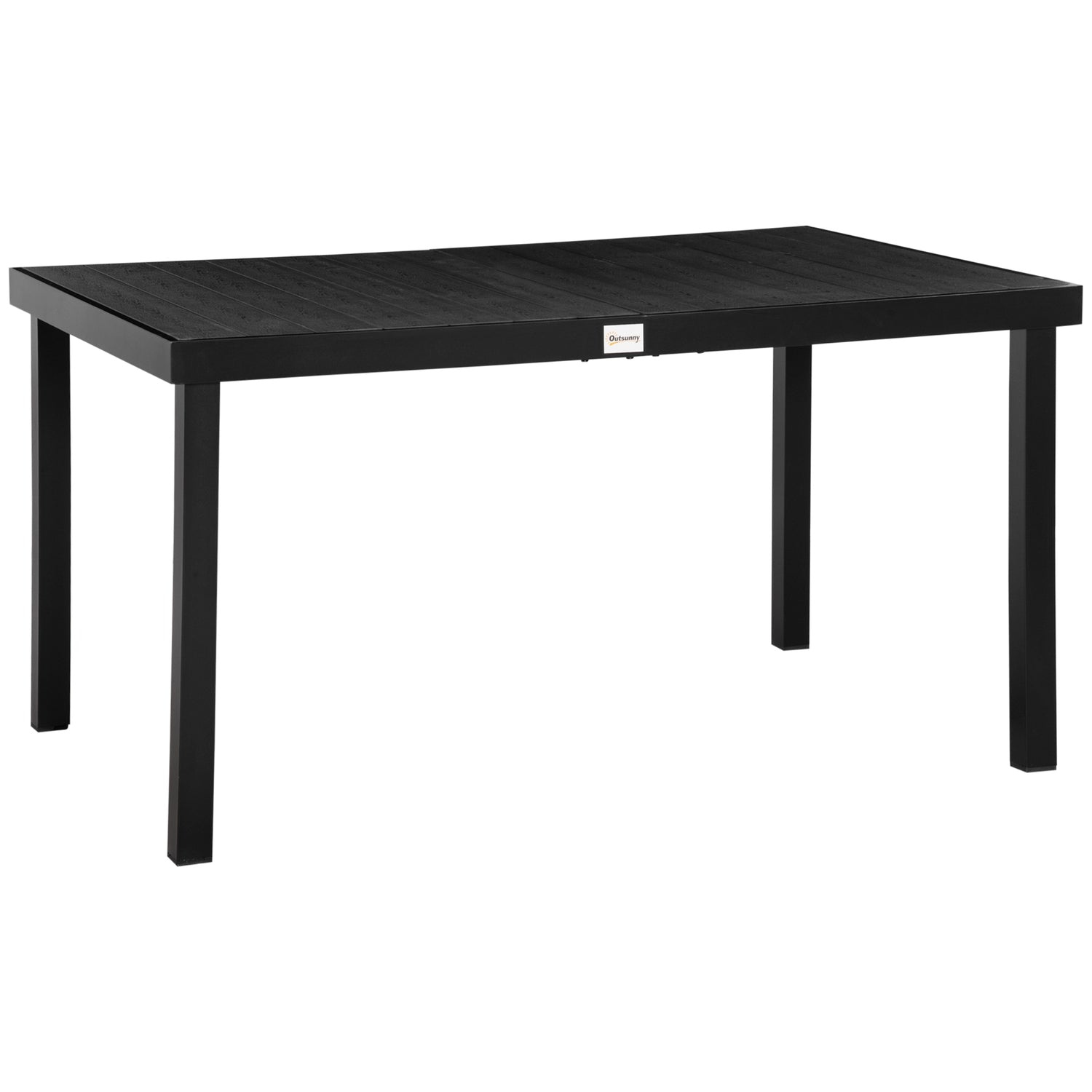 Buiten eettafel voor 6 personen, onderhoudsvriendelijk aluminium, zwart