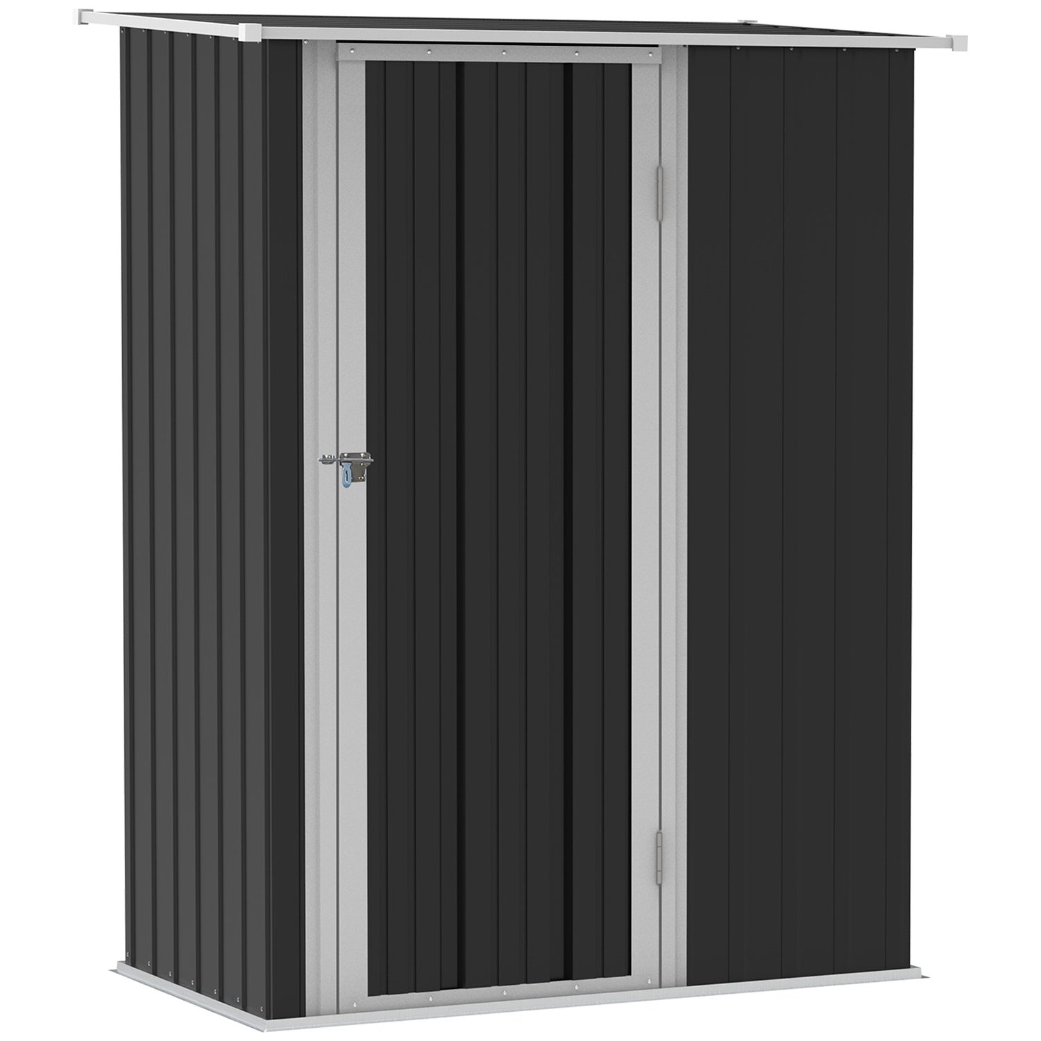 Abri à outils d'extérieur en acier avec porte, gris foncé – 142 x 84 x 189 cm