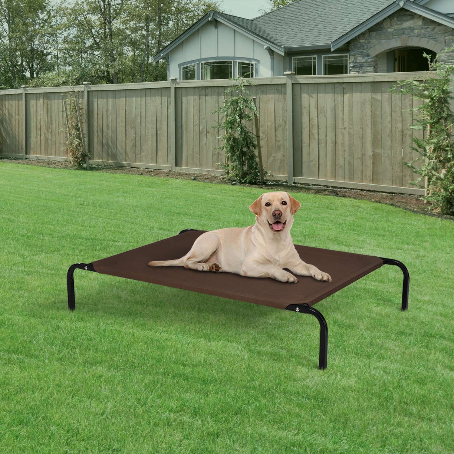 Huisdierenbed voor buiten - Netstof, metalen frame, 130x80x20 cm