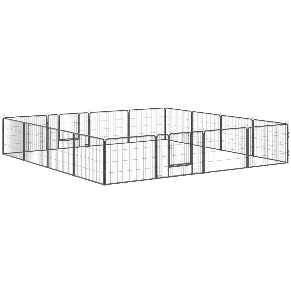 Buiten Puppyren, Staal, 16 Segmenten, 2 Deuren, 60 cm Hoog