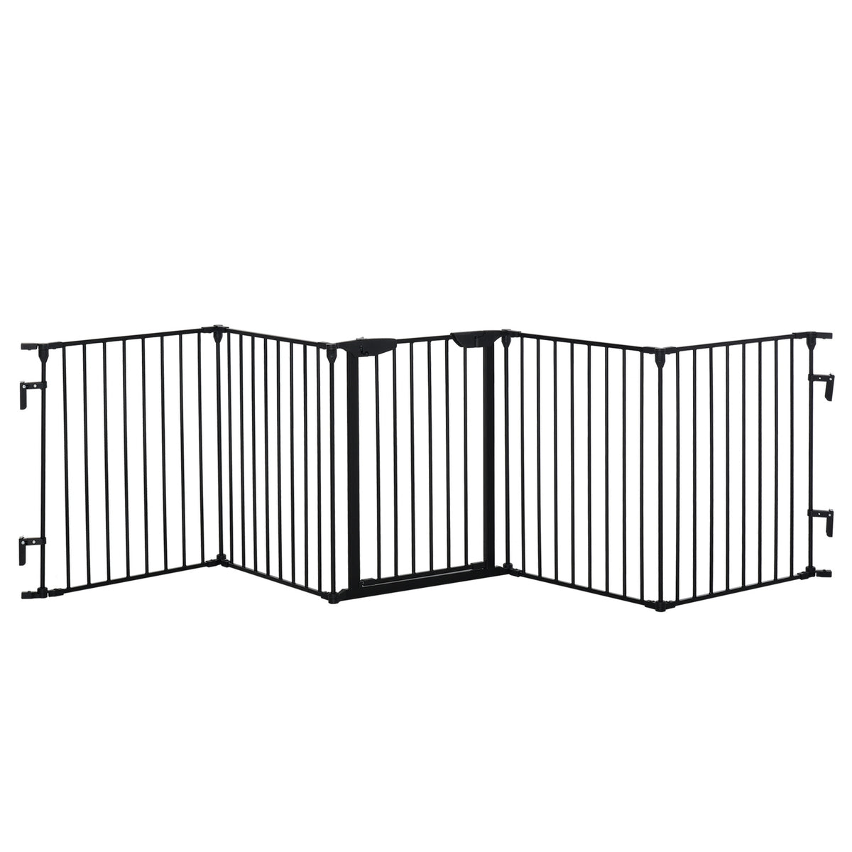 Puppyren & opvouwbare barrière met deur, metaal, zwart