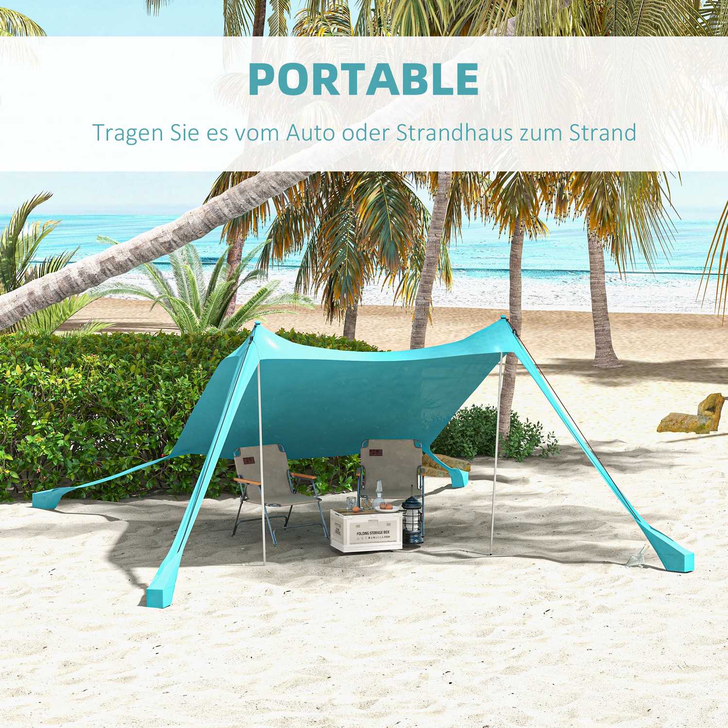 Waterdicht zonnescherm met UV-bescherming, 2,15x2x2M hemelsblauw