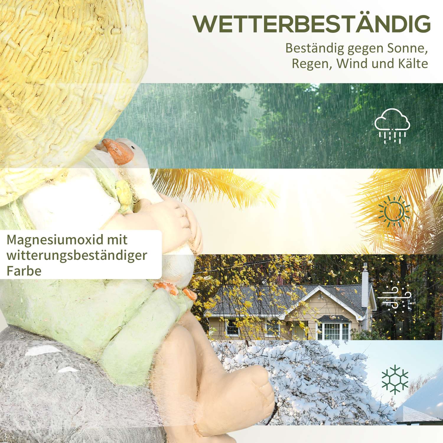 Weerbestendige 43 cm strooien hoed Jongen Tuinbeeld Decoratie