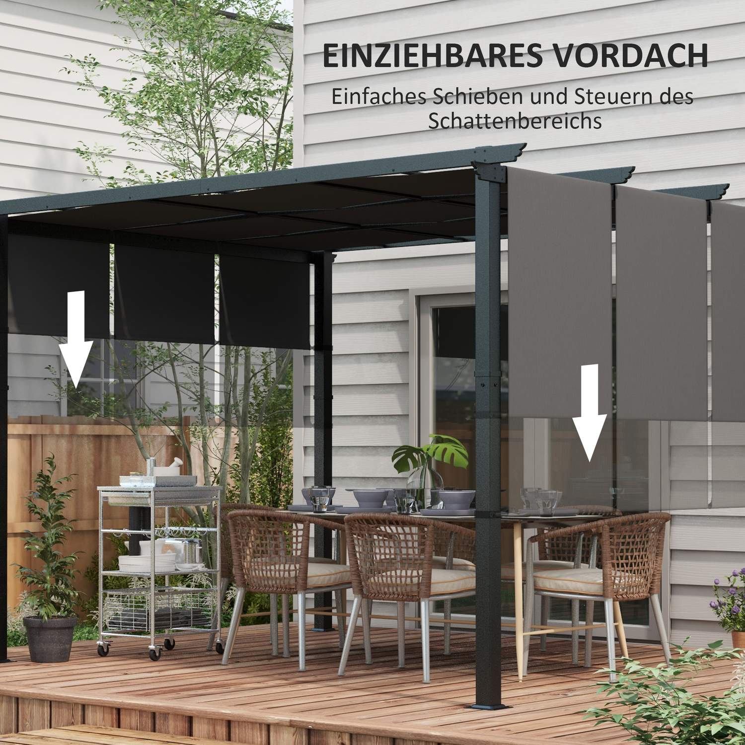 Weerbestendige Gazebo Pergola 3,5x3m – Donkergrijze terrasoverkapping