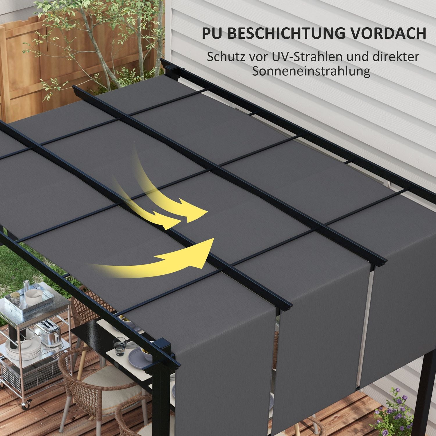 Weerbestendige Gazebo Pergola 3,5x3m – Donkergrijze terrasoverkapping