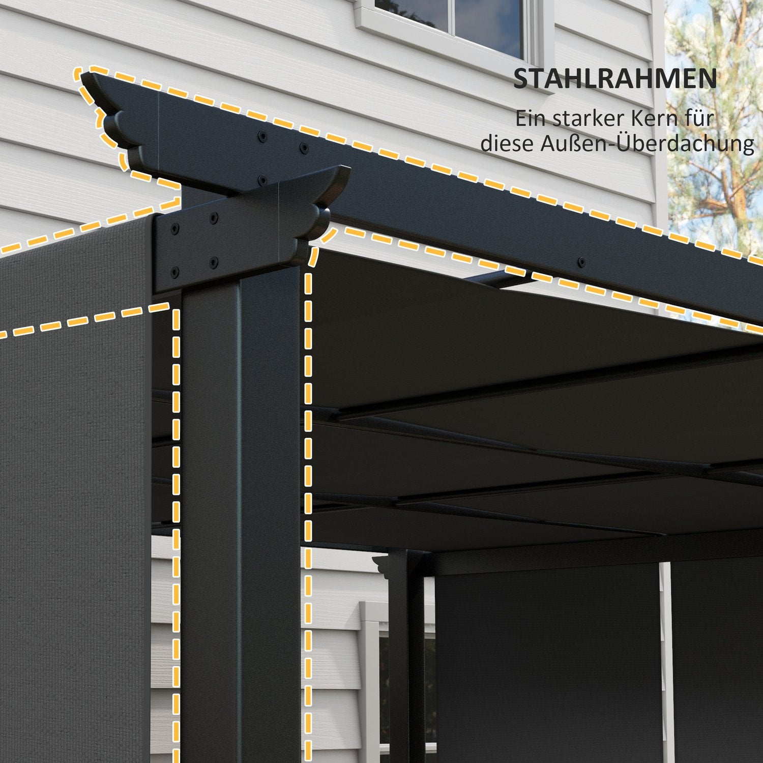 Weerbestendige Gazebo Pergola 3,5x3m – Donkergrijze terrasoverkapping