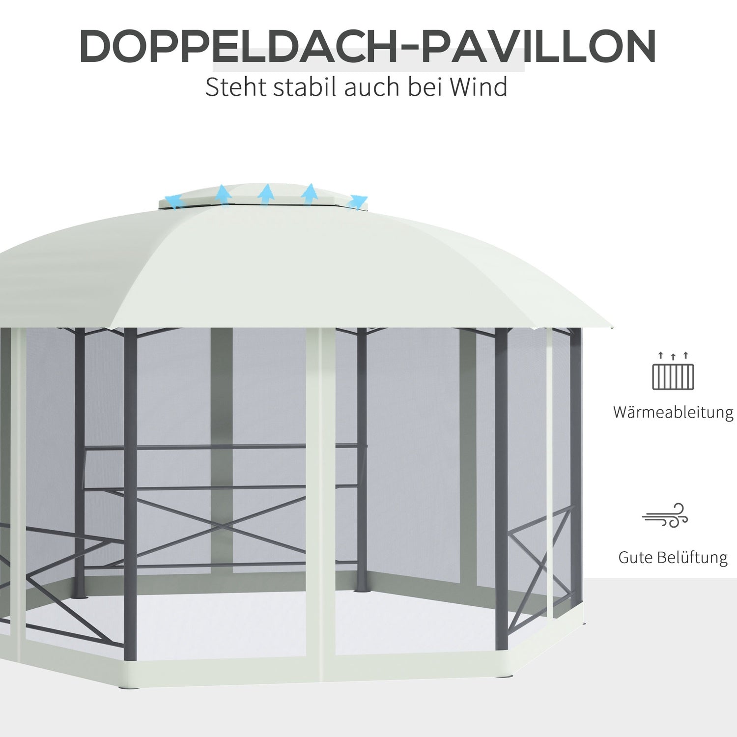 Weerbestendige 4x5M tuinpaviljoentent, staal & polyester
