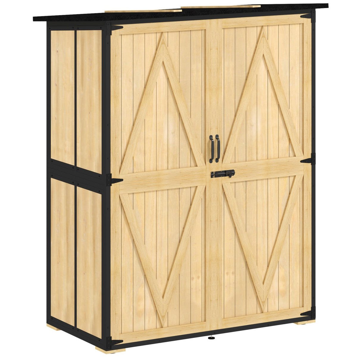 Weerbestendige houten tuingereedschapsschuur met schappen