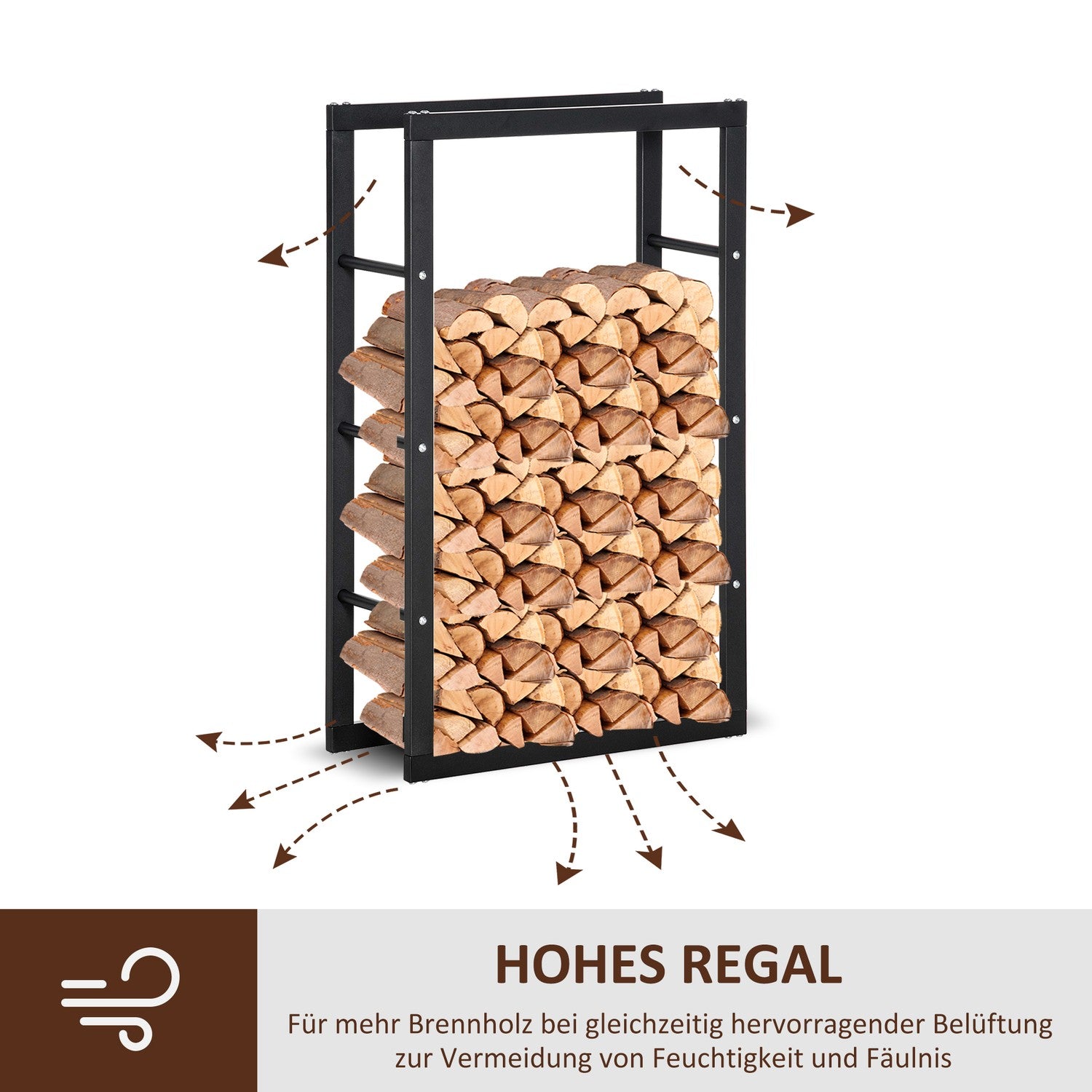 Houtrek van staal, 100 kg draagvermogen, zwart, 60x25x100 cm