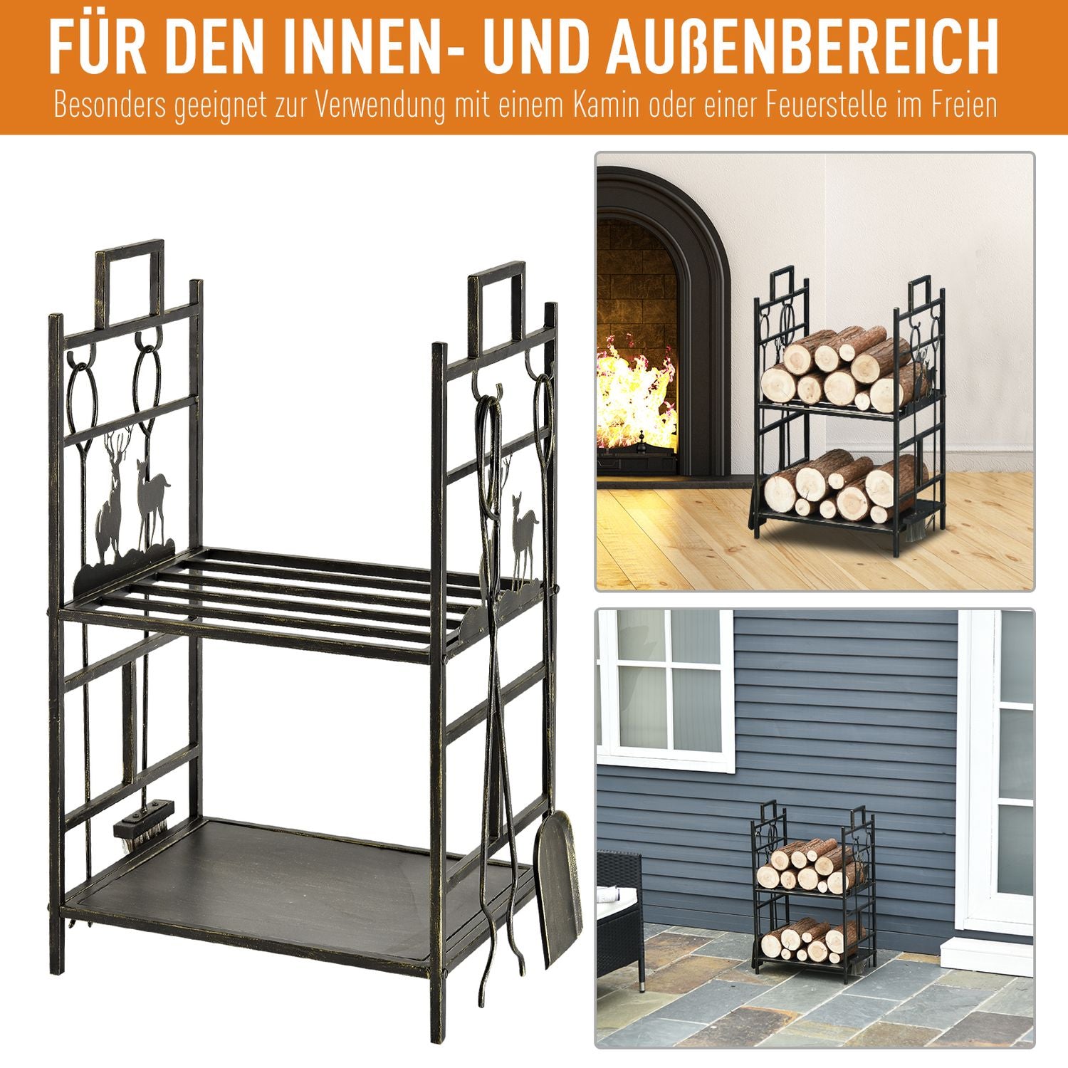 Houtrek met gereedschap, ijzer, goud, 51,5 x 33 x 77 cm