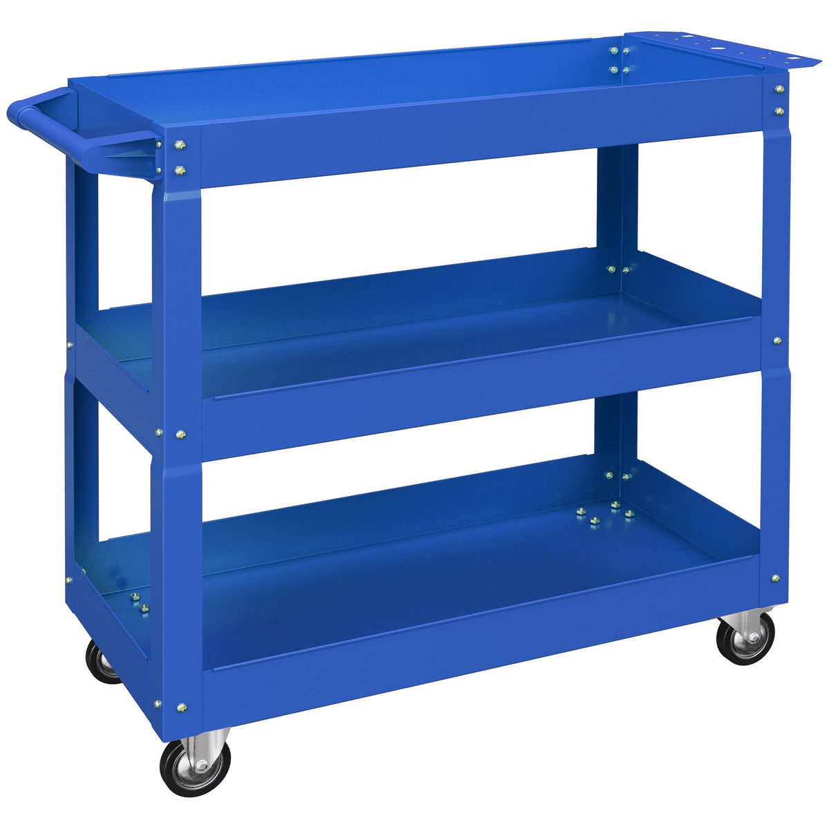 Stalen gereedschapswagen met 3 niveaus, 4 wielen, 83 x 35,3 x 76 cm, blauw