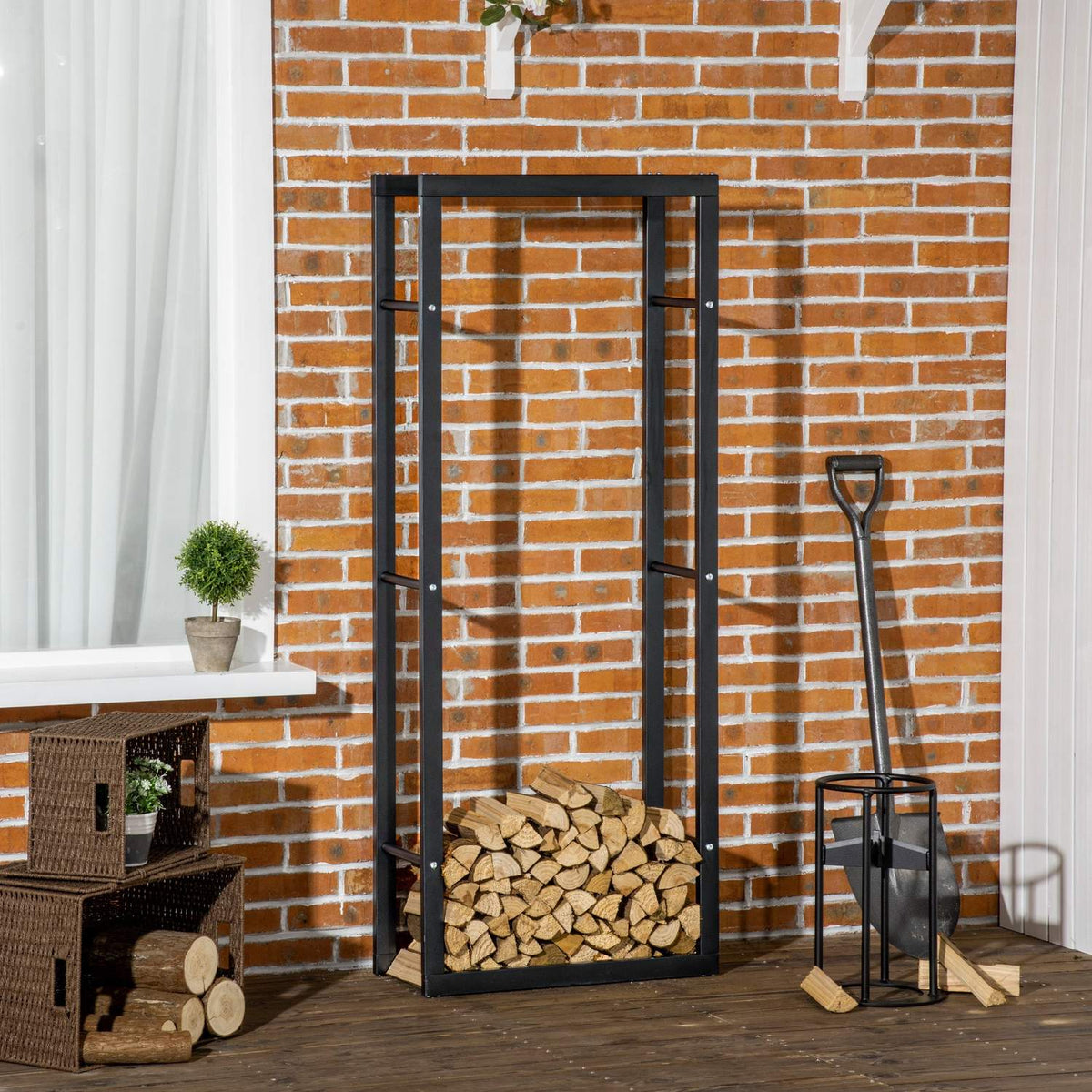 Verticale houten plank, 100 kg draagvermogen, metalen frame, 60x25x150 cm