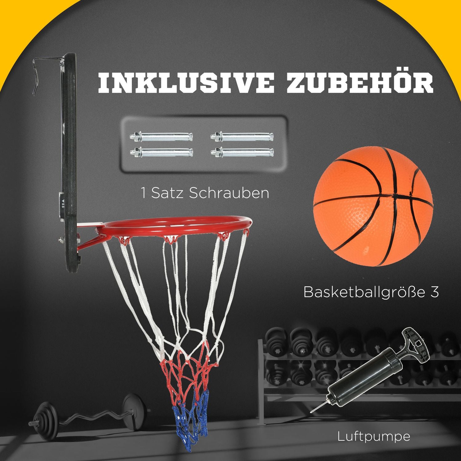 Wandgemonteerd basketbalbord met elektronisch scorebord