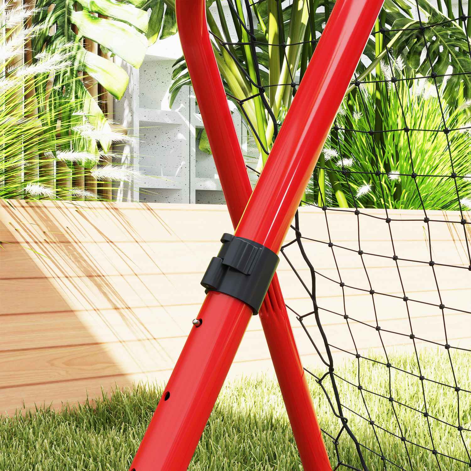 Opvouwbare voetbalrebounder – rood, metaal, 63 x 63 cm