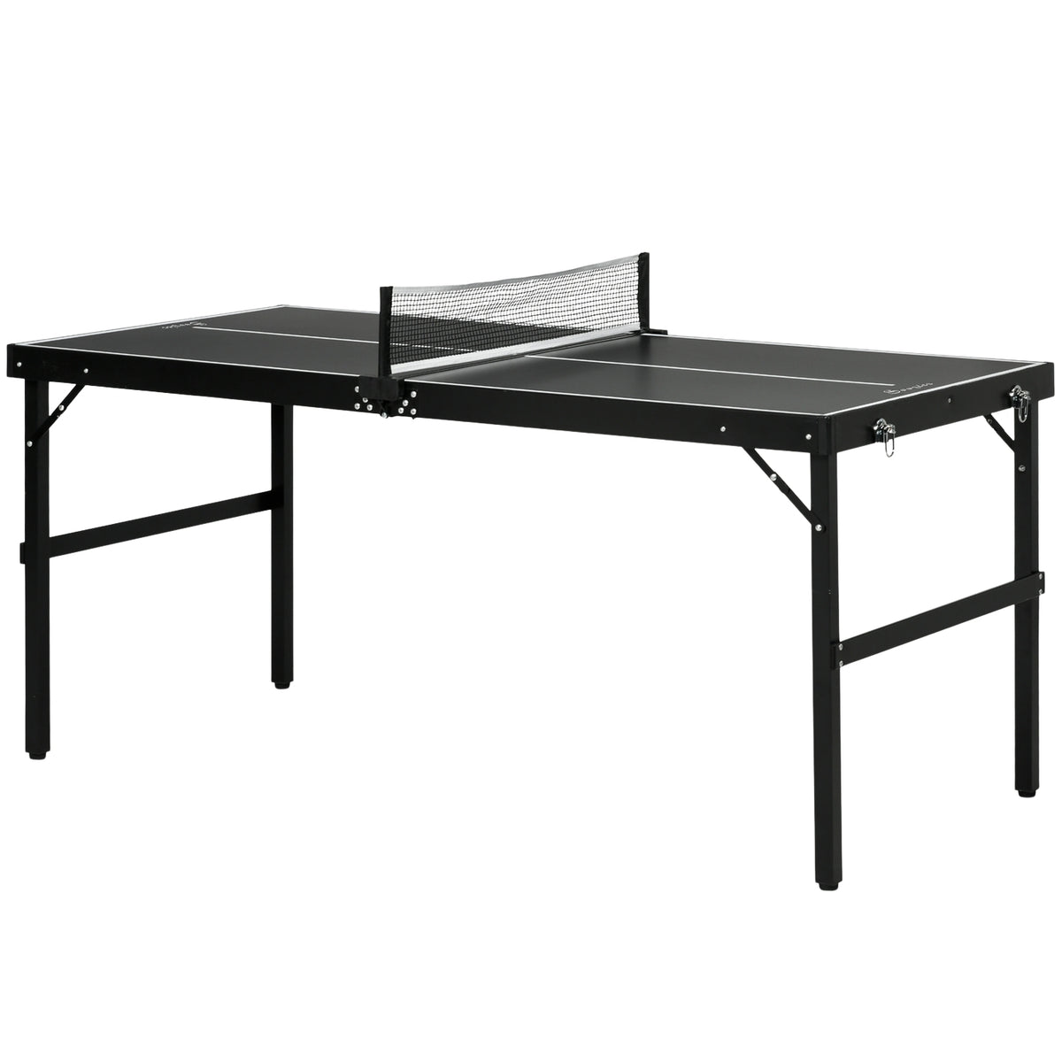 Opvouwbare mini-tafeltennisset met net – zwart aluminium