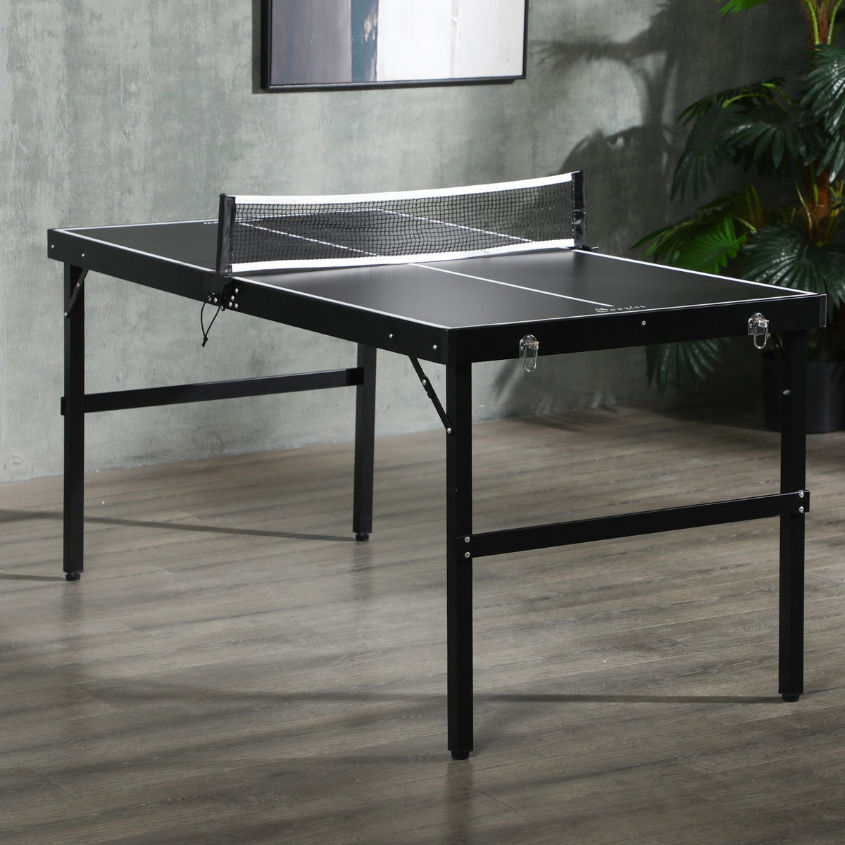 Opvouwbare mini-tafeltennisset met net – zwart aluminium