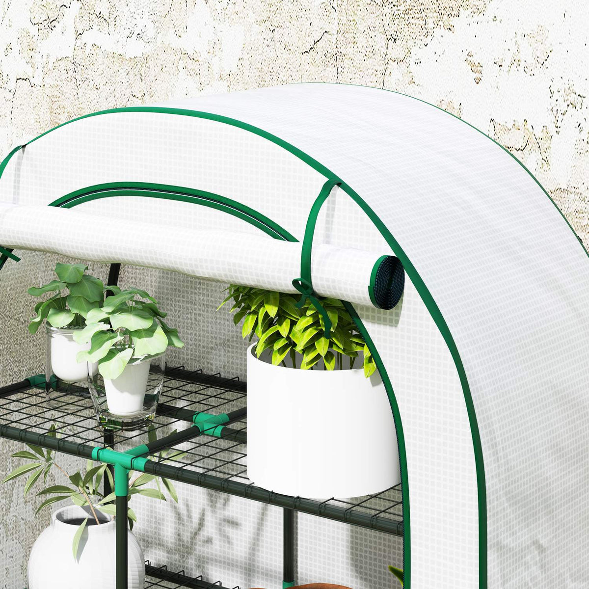 Wintervaste stalen kas met schappen – 100x45x160 cm