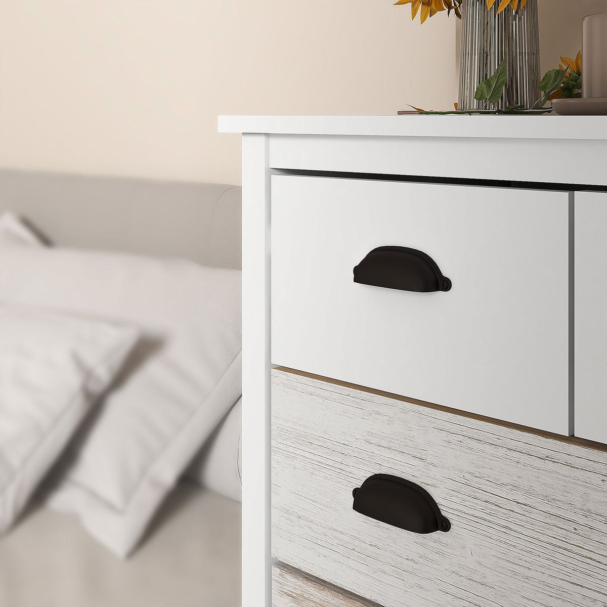Witte ladekast met 5 lades – Opslag voor slaapkamer en woonkamer