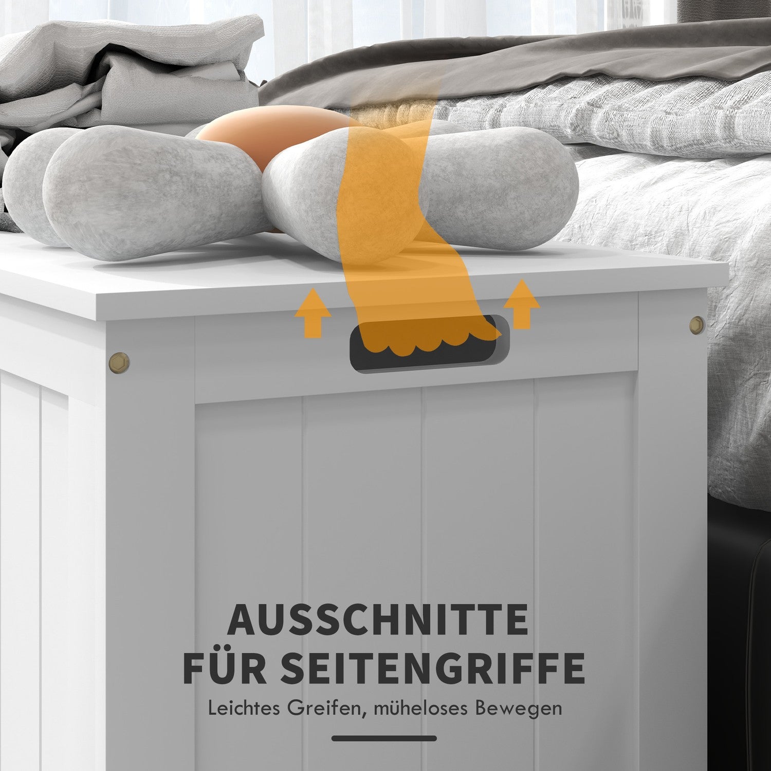 Witte opbergdoos met deksel en handvat – 81x40x46 cm
