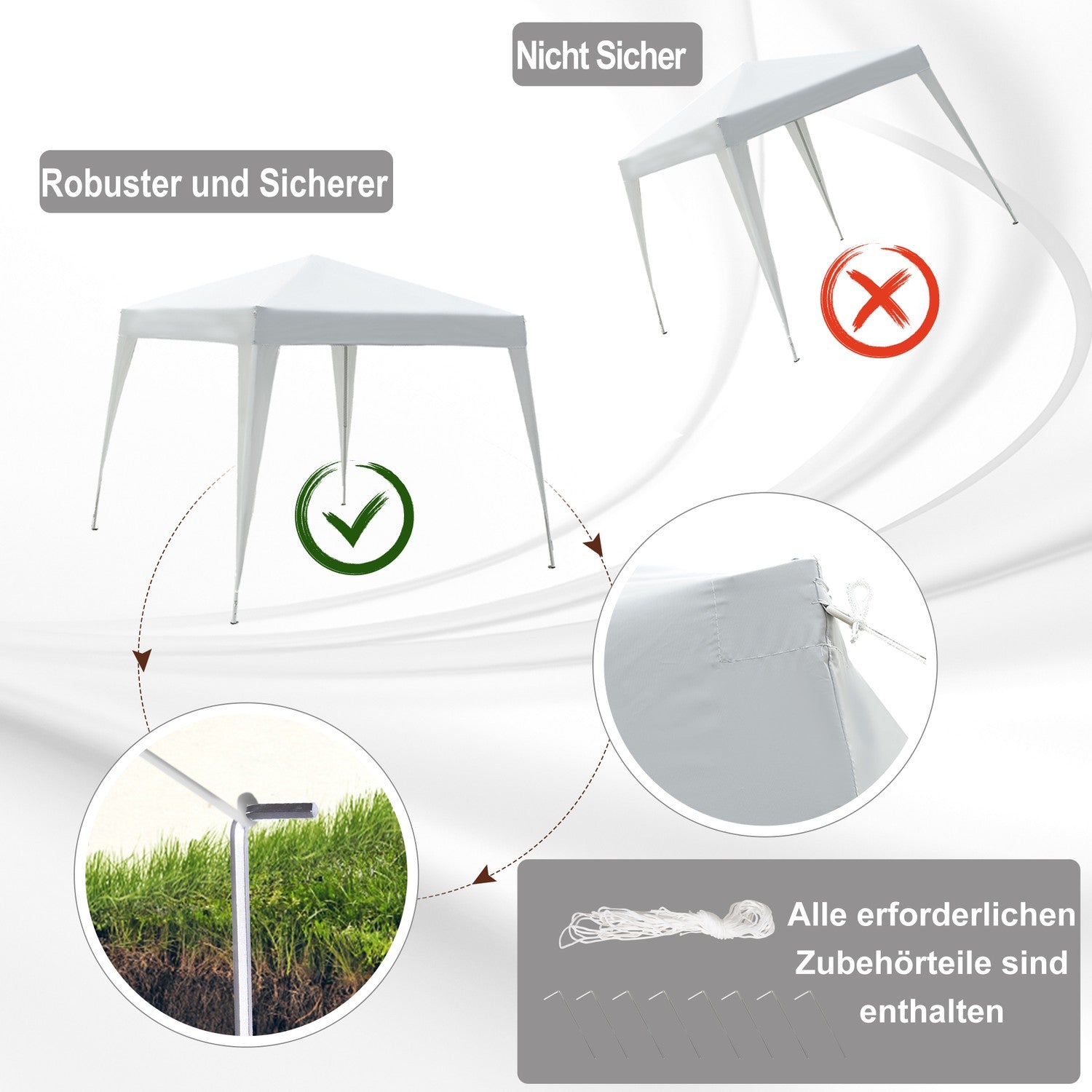Wit opvouwbaar paviljoentent van staal met draagtas, 2,4x2,4M