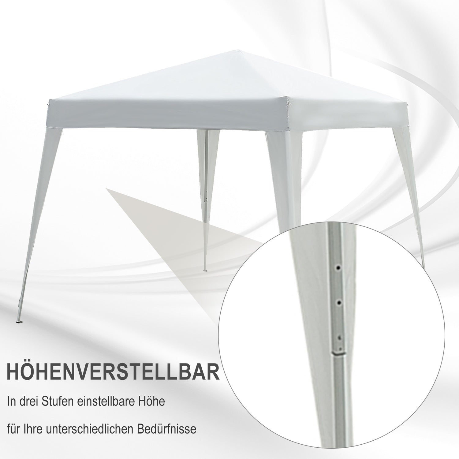 Wit opvouwbaar paviljoentent van staal met draagtas, 2,4x2,4M