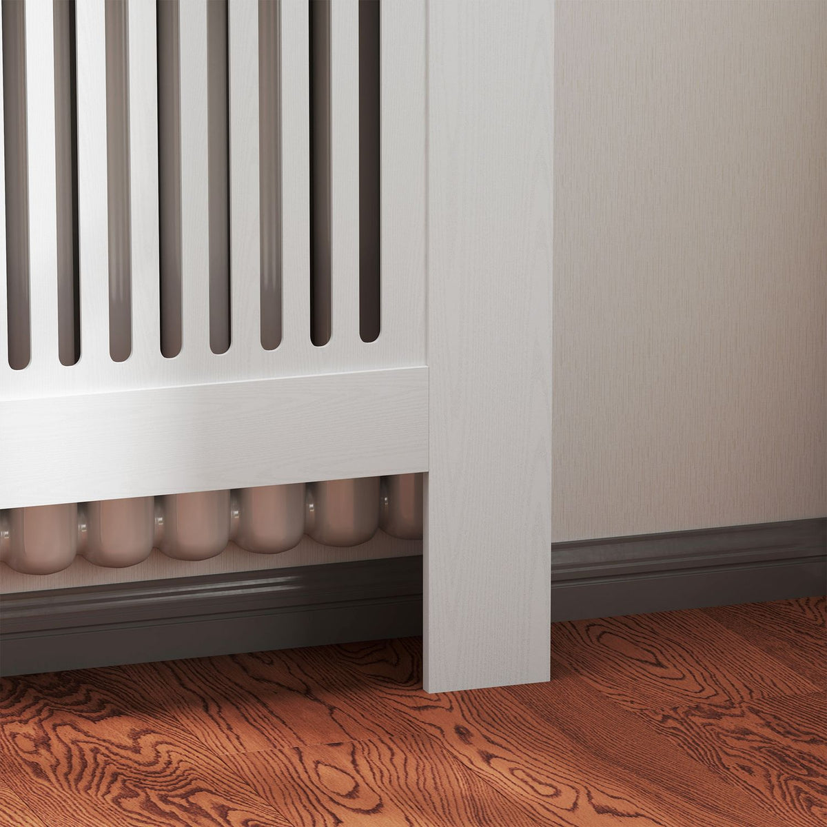 Witte radiatorkap met horizontale lamellen, 78x19x81cm
