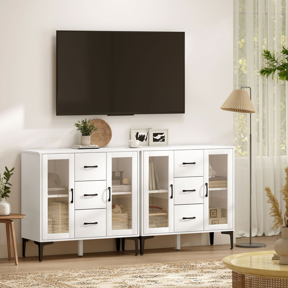 Wit MDF-dressoir met zacht sluitende deuren en laden
