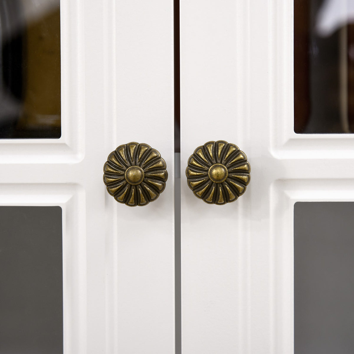 Witte hoge keukenkast – 2 laden, open vitrine, softclose