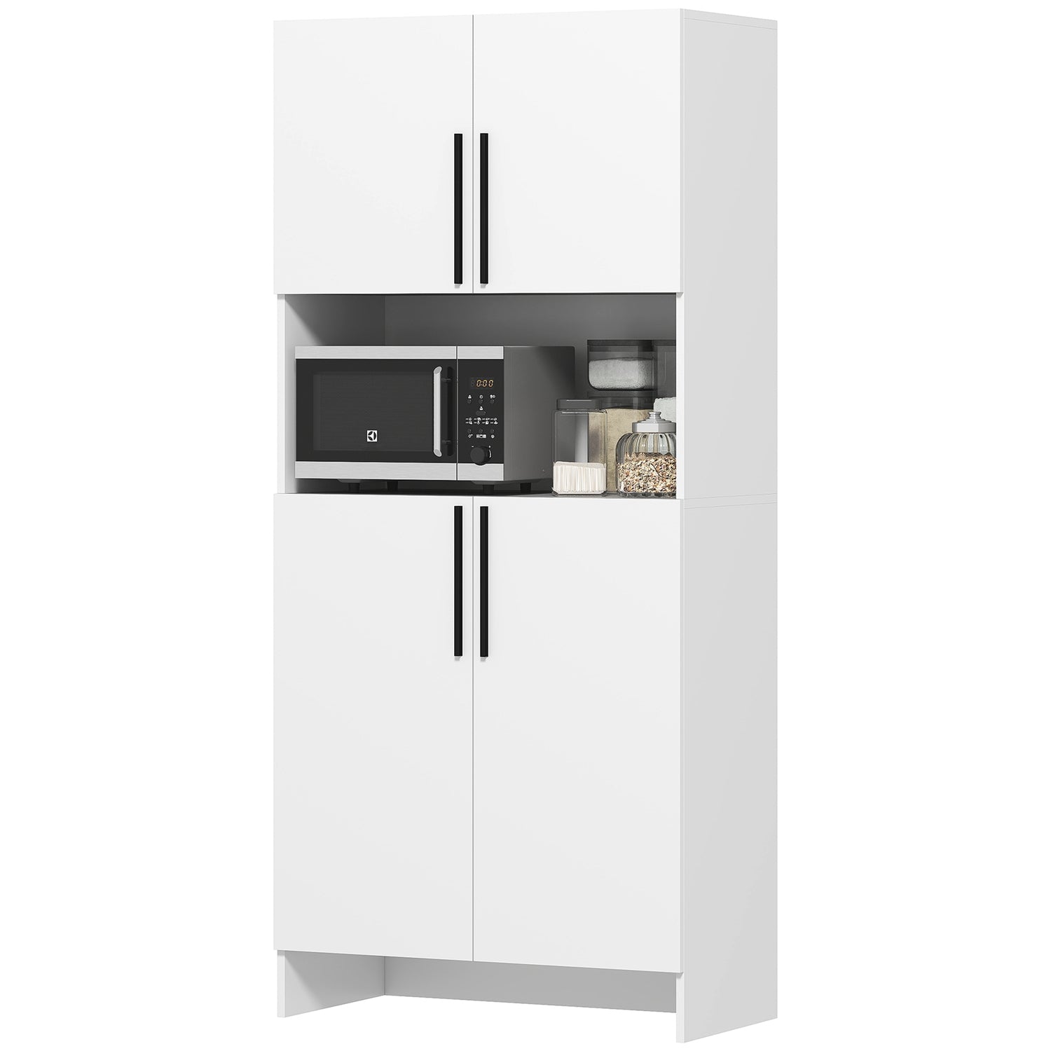 Weisser Küchen-Hochschrank, softschliessende Türen, Mikrowellenablage