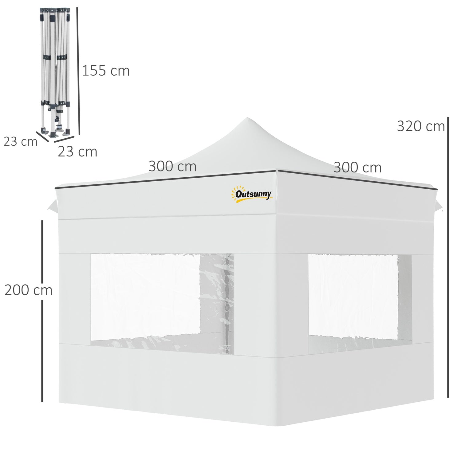 Witte pop-up partytent, waterdicht, 300 x 300 cm