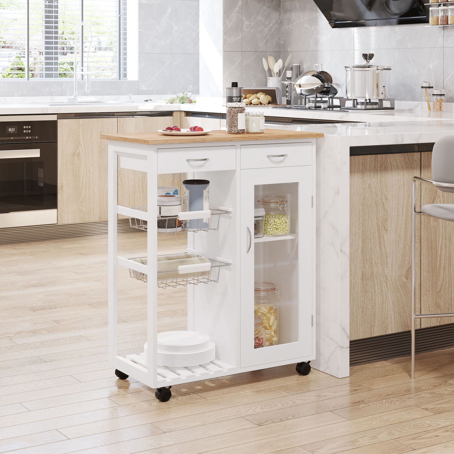 Witte houten keukentrolley – Praktisch en stijlvol design