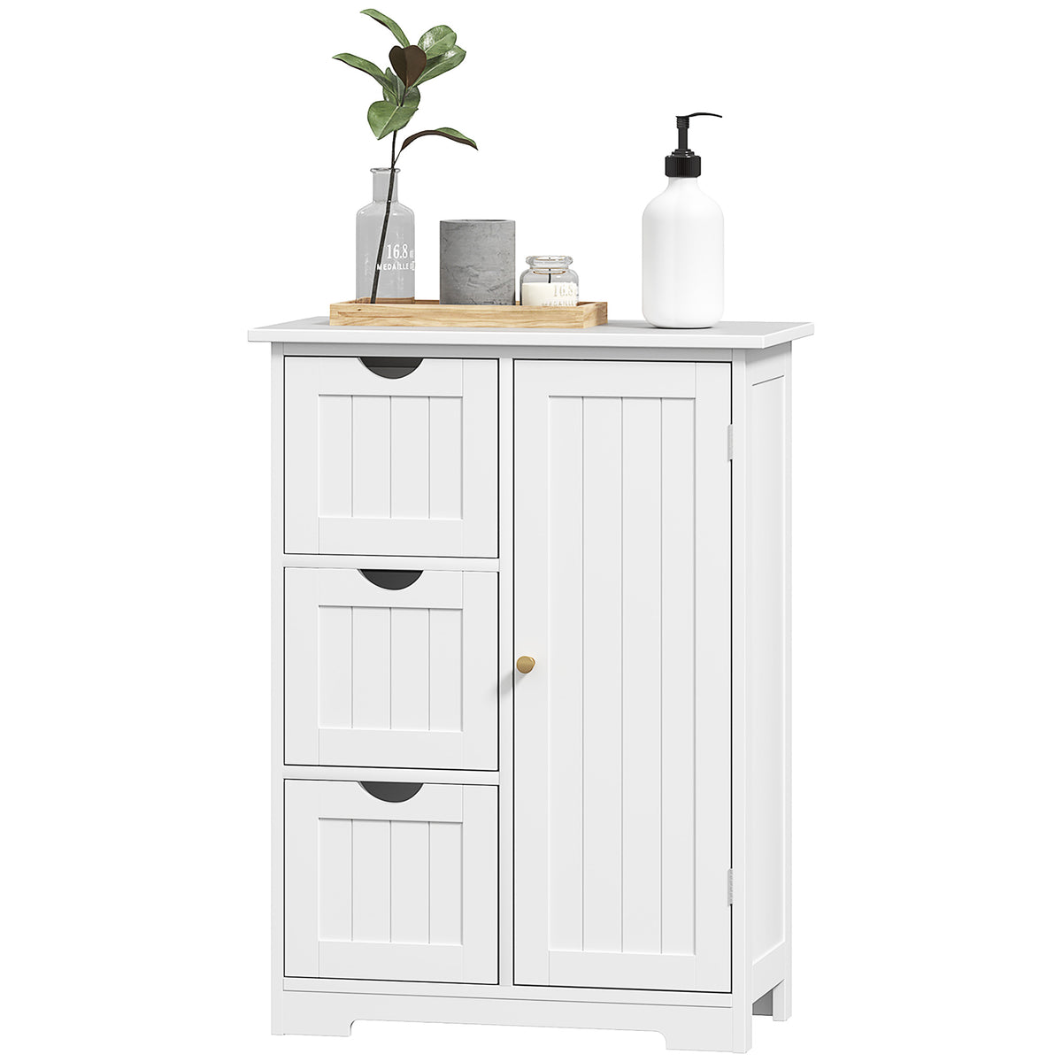 Witte badkamerkast met 3 laden en verstelbare plank