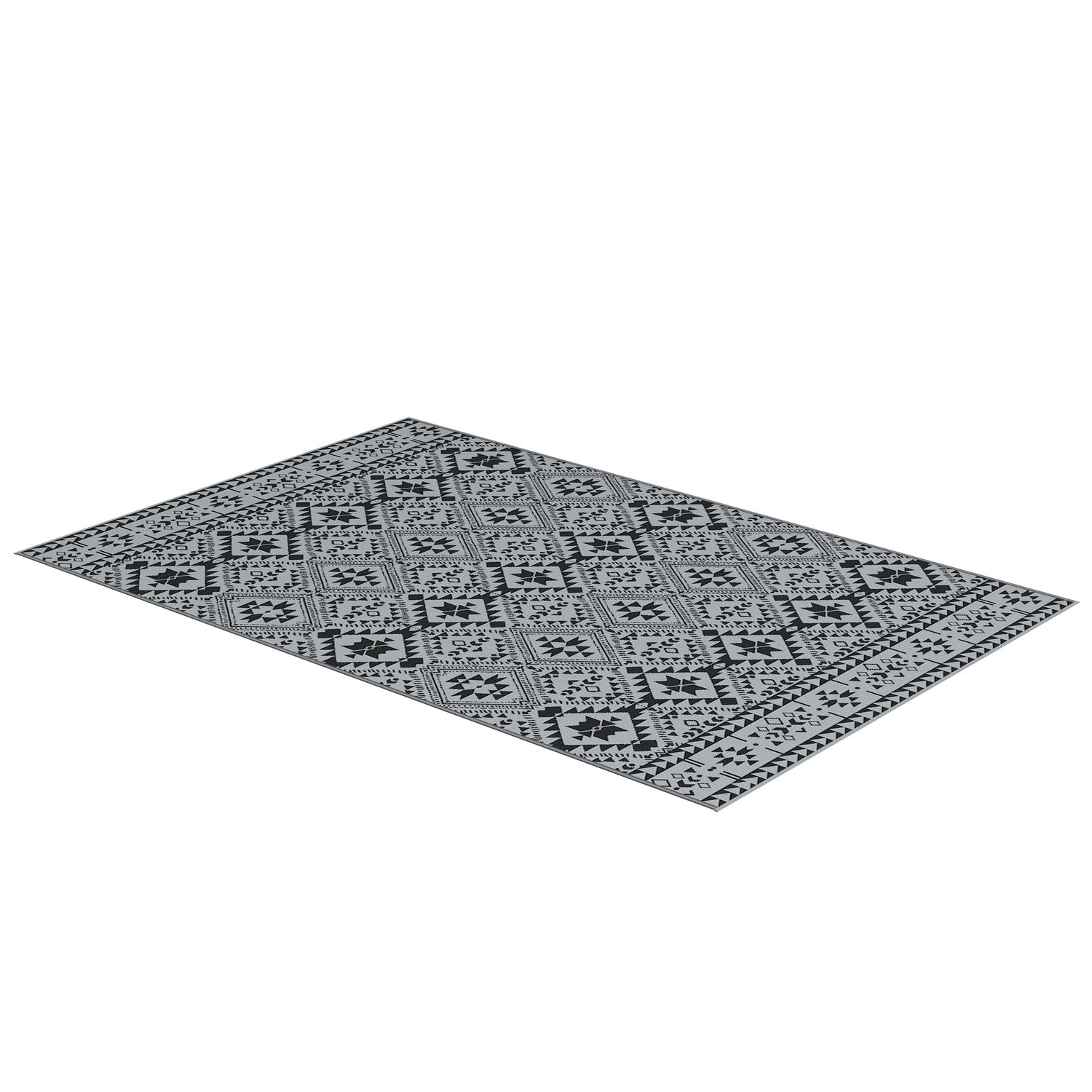 Keerbaar buitenkleed, waterafstotend, 182x274cm, zwart/grijs