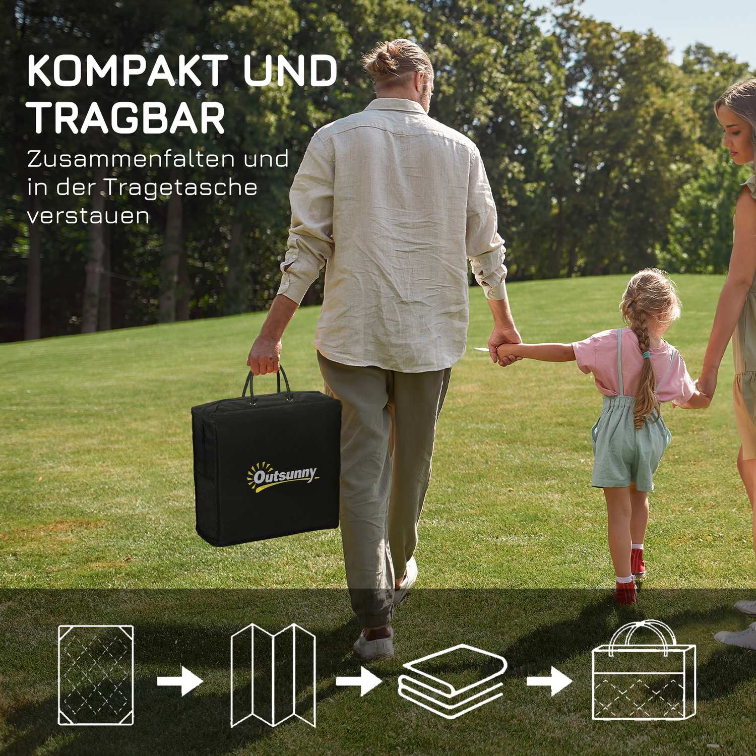Omkeerbaar waterafstotend buitenkleed, zwart/blauw, 182x274 cm