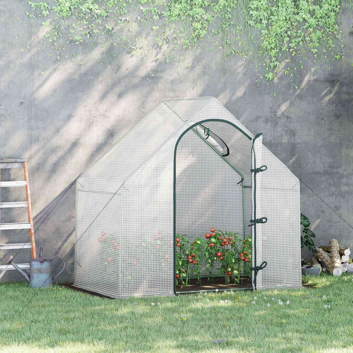 Kas – 180x100x168 cm PE Folie, Winterbestendig, Wit