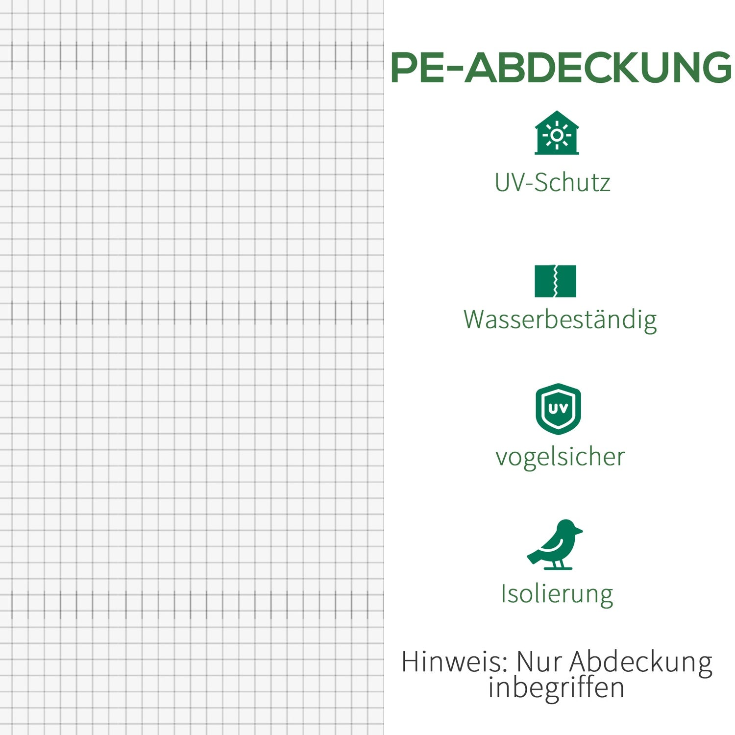 Gewächshausfolie – reissfest, 600x300x200 cm, 12 Fenster