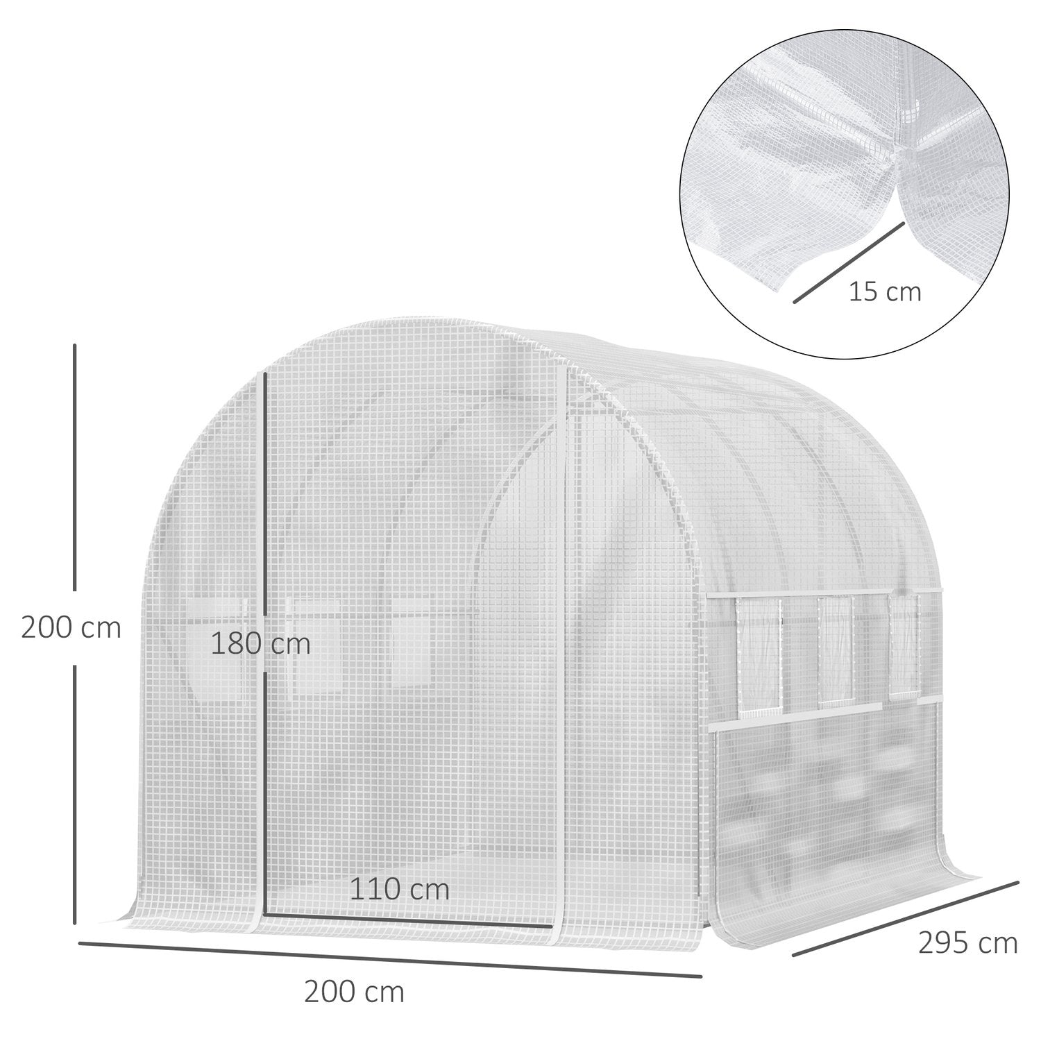 Serra a tunnel 2,95x2x2M, finestre avvolgibili, protezione UV