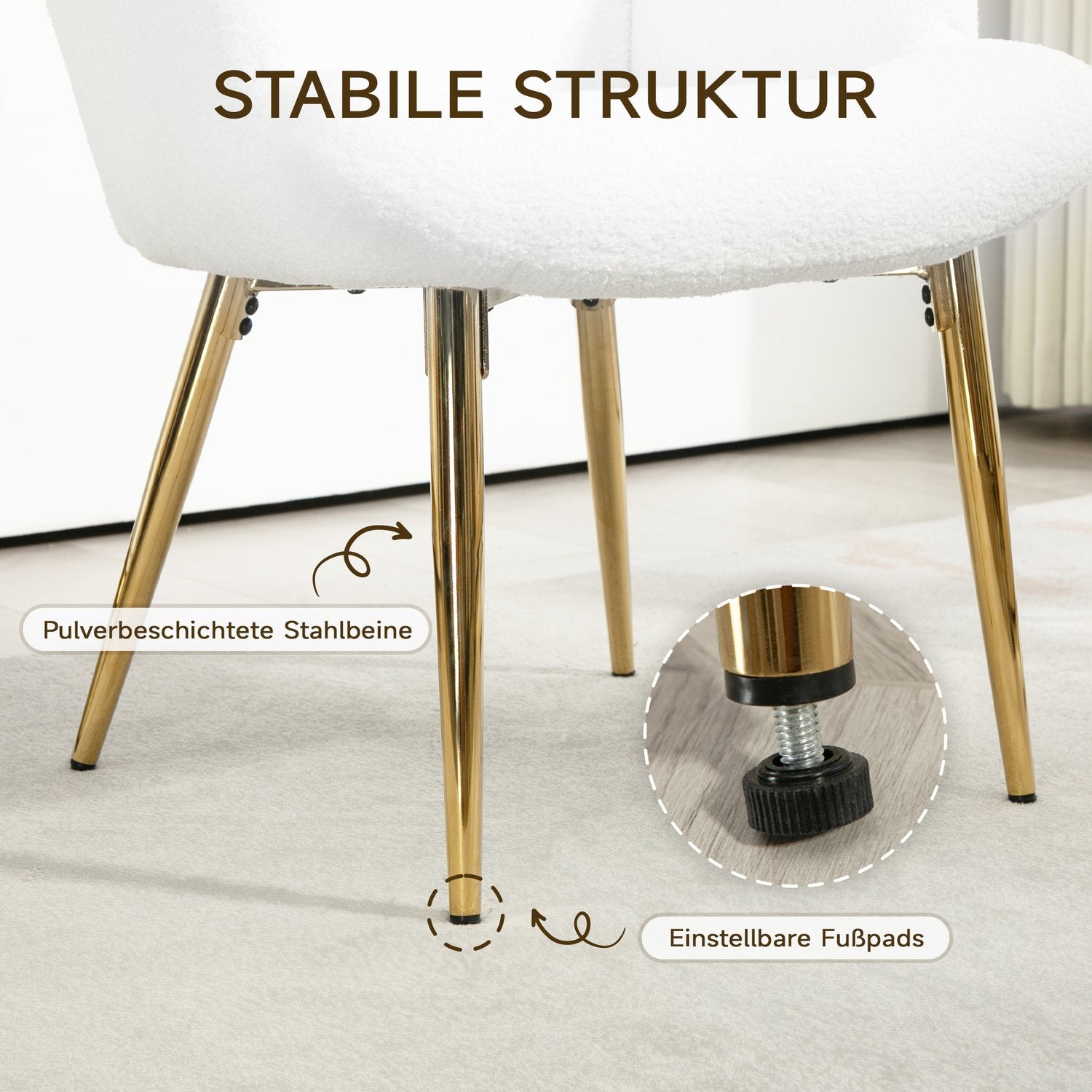 Witte Wing Chair met voetenbank – Sherpa-bekleding, hoge rugleuning