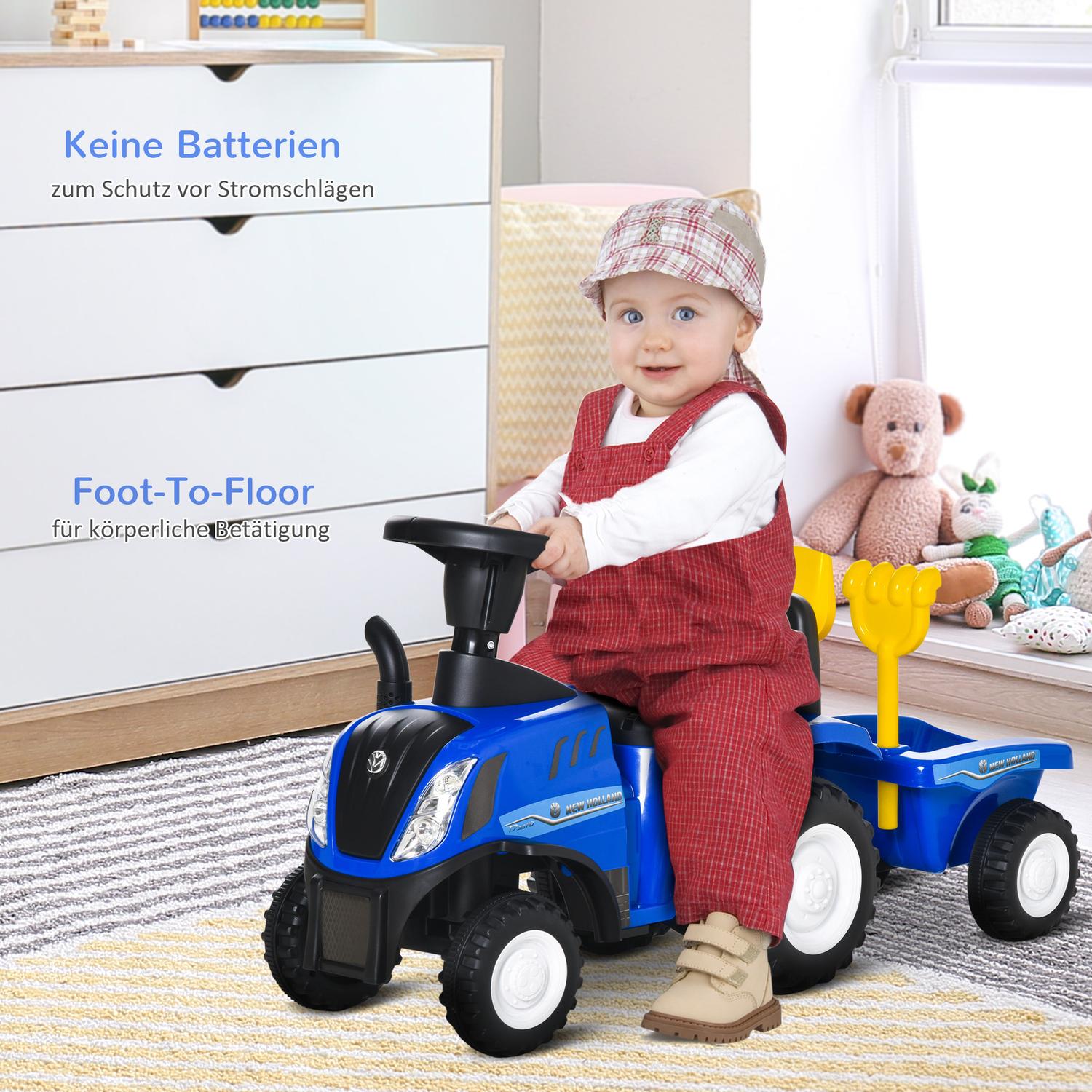 Rutschauto für Kinder mit Hupe – blau, Kunststoff/Metall